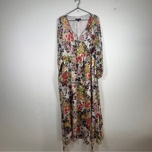 I.N.C. long-sleeve maxi dress floral flowing silhouette size 12